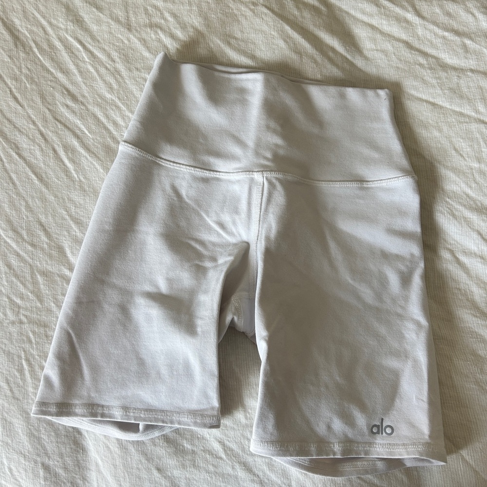 ALO Yoga White Bike Shorts High-Waisted Performance